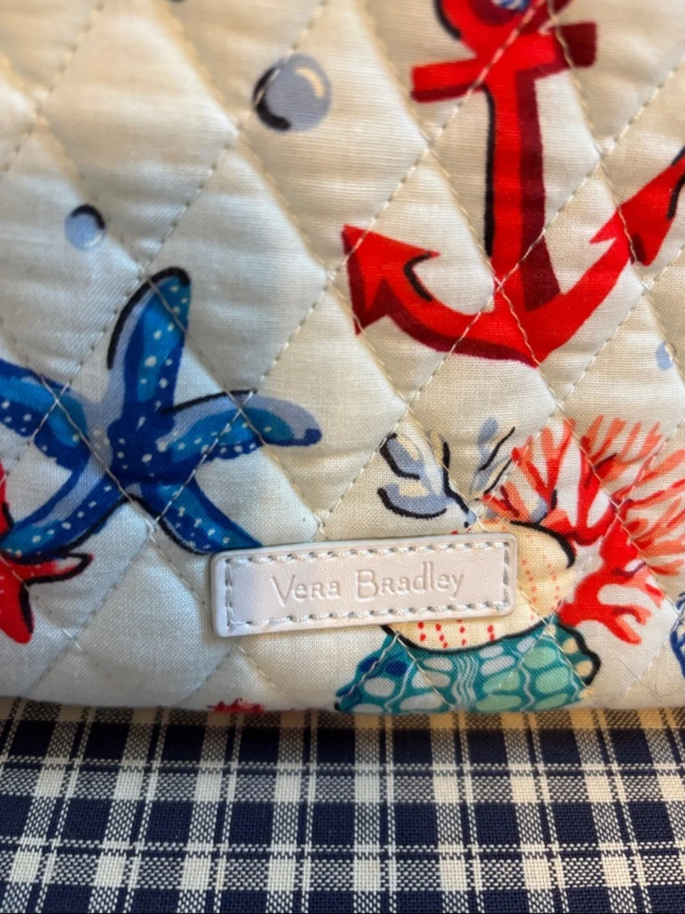 Vera Bradley “anchors away” White Quilted Tote with Nautical Sea Life Print - Picture 2 of 9